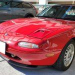 メーカーオプションオーディオセンソリーサウンドを取り外し、市販ディスプレイオーディオを取り付けした、ユーノスロードスター(NA6型)