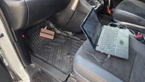 オーディオ音質向上目的のフロント、リアスピーカー交換と低音増強サブウーハー追加と音質向上プロセッサー内蔵アンプ追加を実施後の、トヨタ30系アルファードJBL付車プロセッサー内蔵アンプ調整